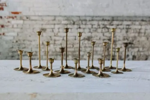 Brass kandelaar vintage - Afbeelding 2