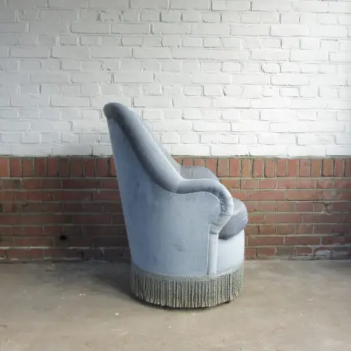 Vintage Fauteuil blue velvet - Afbeelding 3