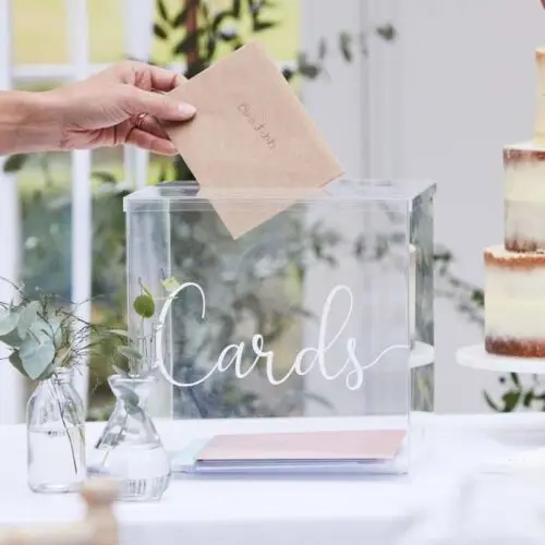 Enveloppendoos acryl met tekst cards