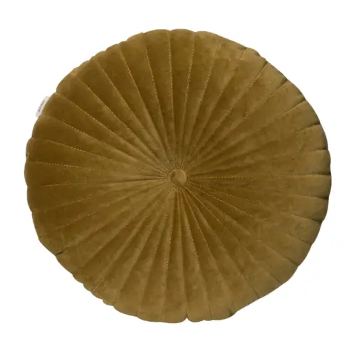 Rond Kussen Velvet Mosterd