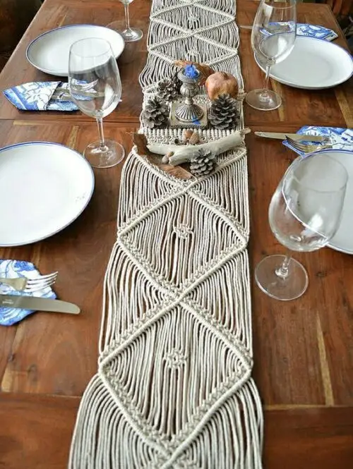Macrame tafel loper - Afbeelding 2