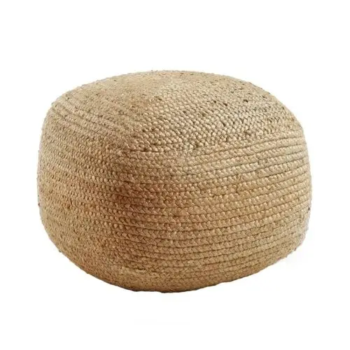 Poef jute naturel vierkant