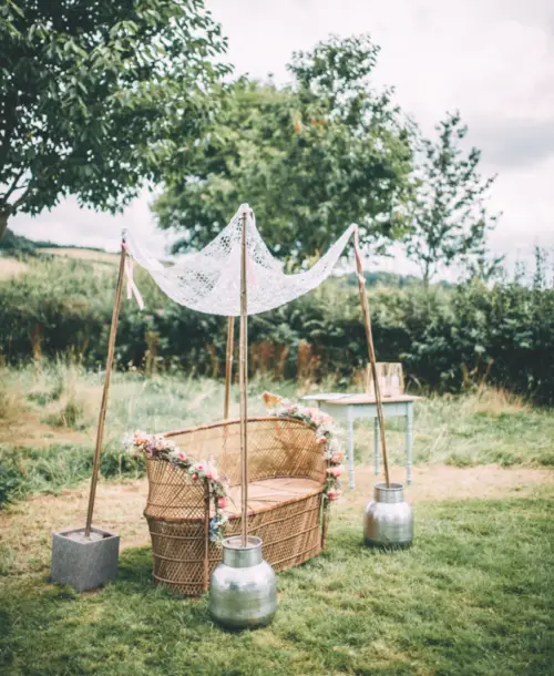 Rieten boho bank - Afbeelding 4