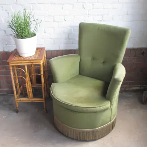 Vintage Fauteuil  groen velvet - Afbeelding 3