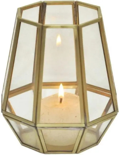 Windlicht Hexagon messing goud - Large - Afbeelding 3