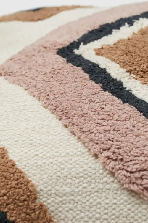 Kussen met kwastjes beige/roze - Afbeelding 3