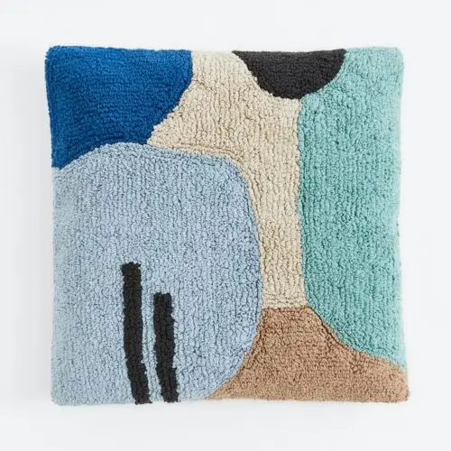 Kussen multicolor blauw blok