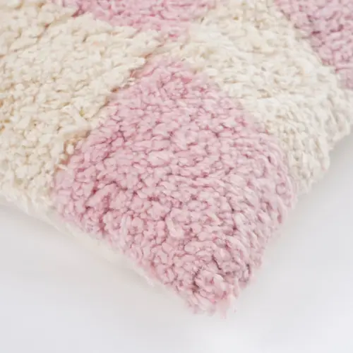 Kussen ruit roze wit - Afbeelding 3