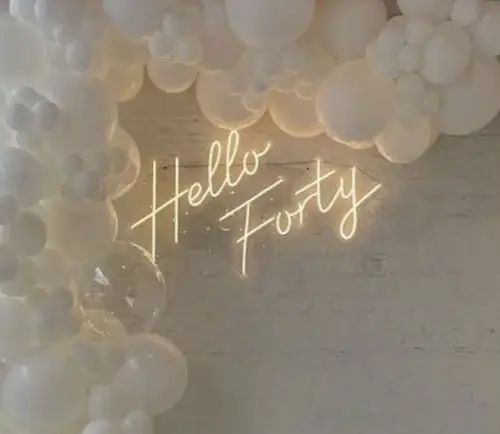 Neon letters Hello Forty