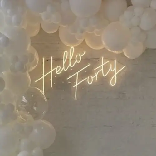 Neon letters Hello Forty