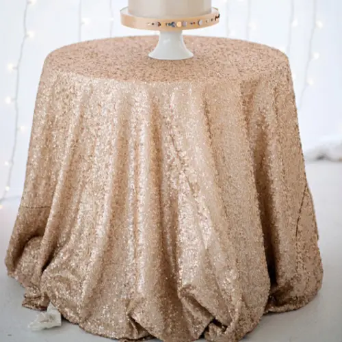 Tafelkleed statafel pailetten champagne