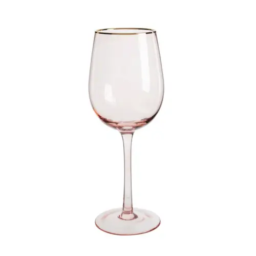 Wijnglas roze met gouden rand