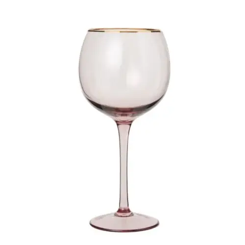 Wijnglas roze goud bol