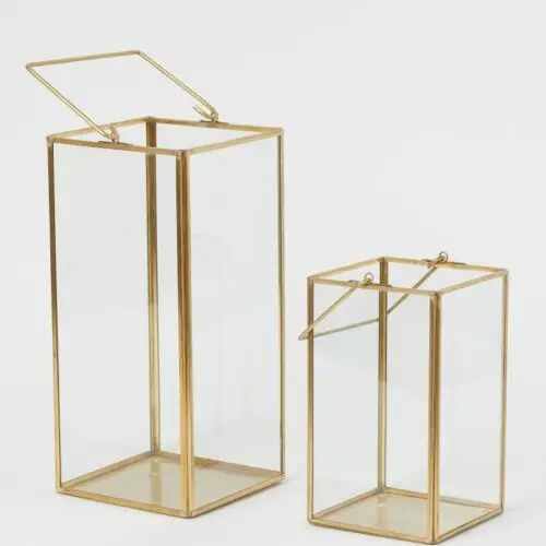 Windlicht Geo goud (set van 2)