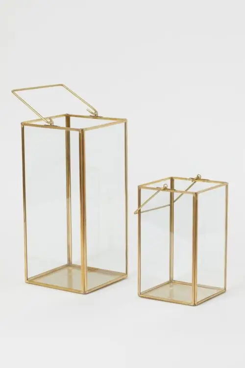 Windlicht Geo goud (set van 2)