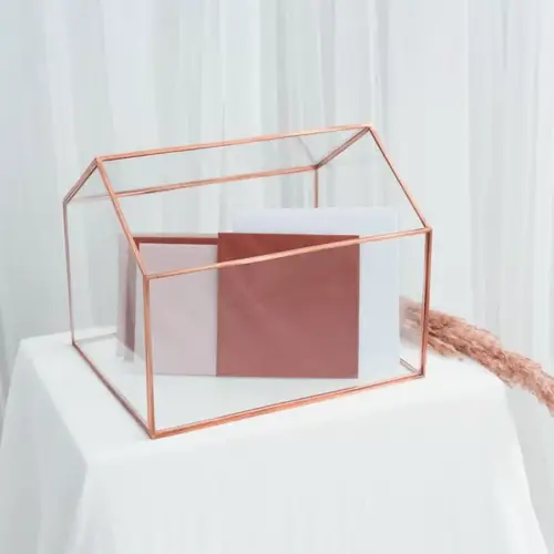 Enveloppendoos huis  roségoud