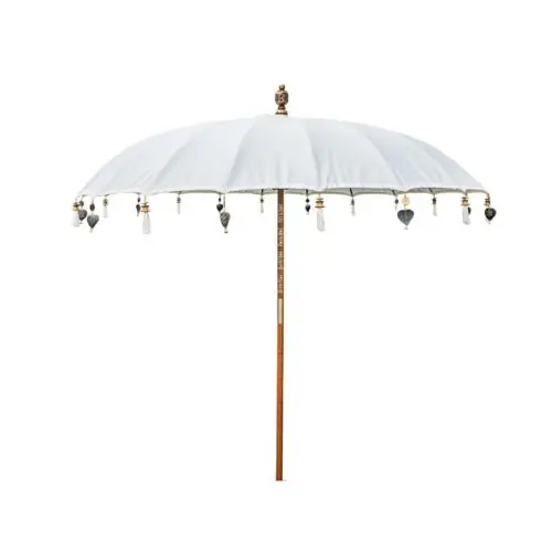 Parasol Bali wit met zwarte parasolvoet