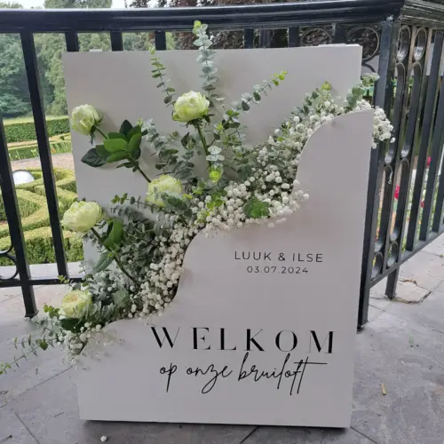 Welkomstbord curved met bloemenbak - Afbeelding 3