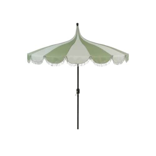 Parasol Groen Wit gestreept punt
