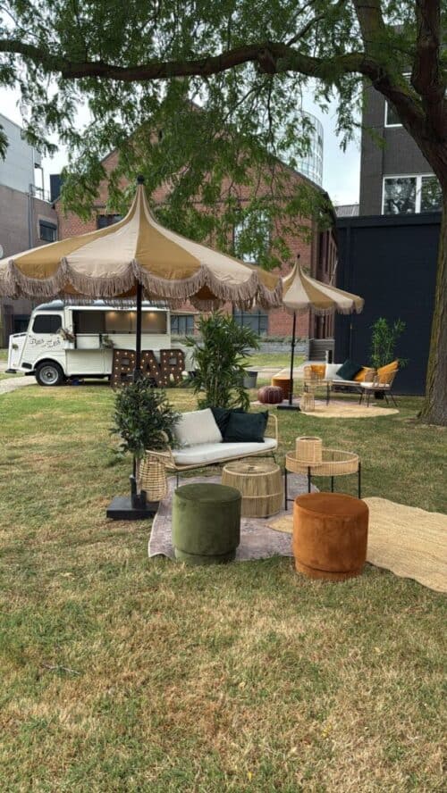 Parasol Oker Wit gestreept punt - Afbeelding 2