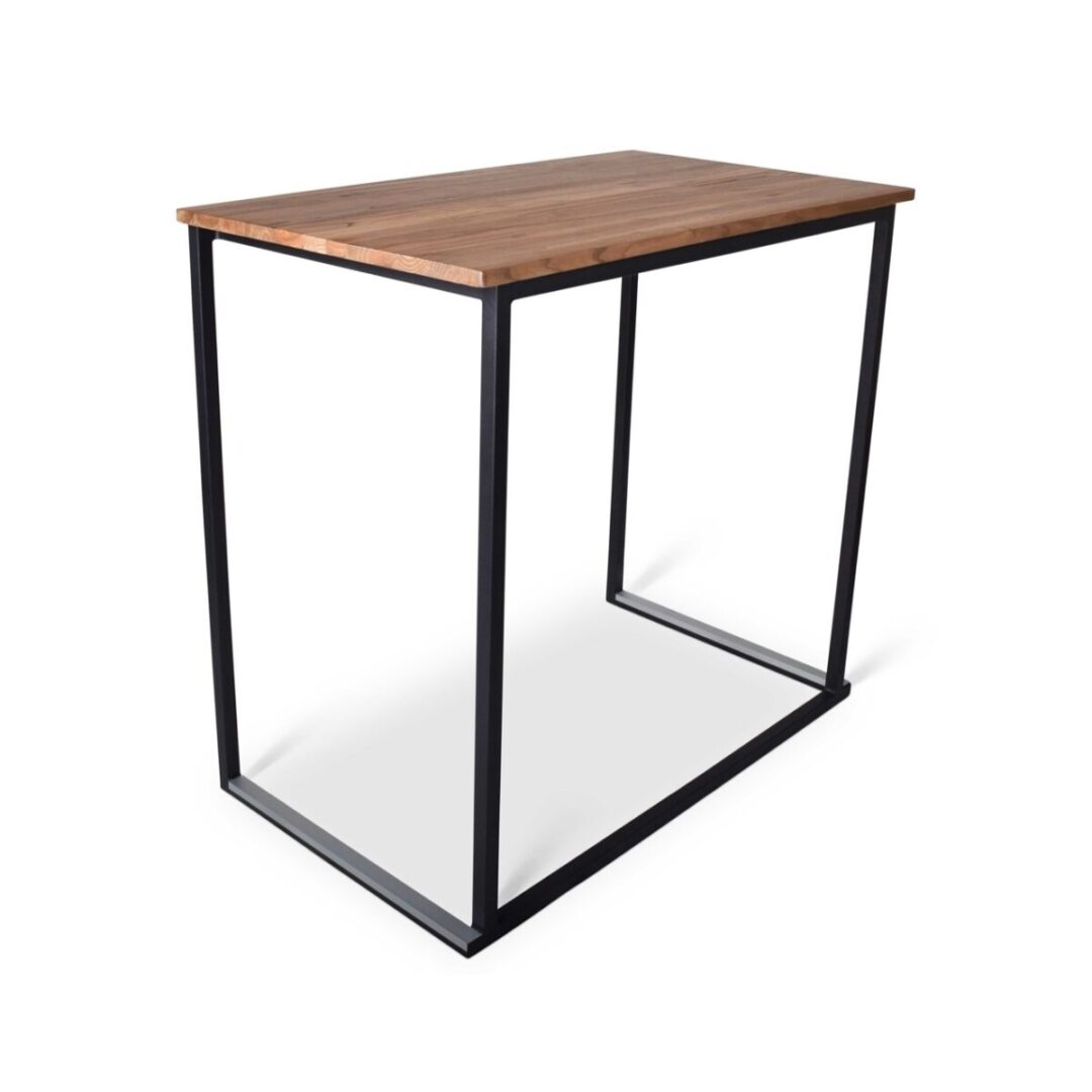 Statafel Cube rechthoek XL zwart met houten blad